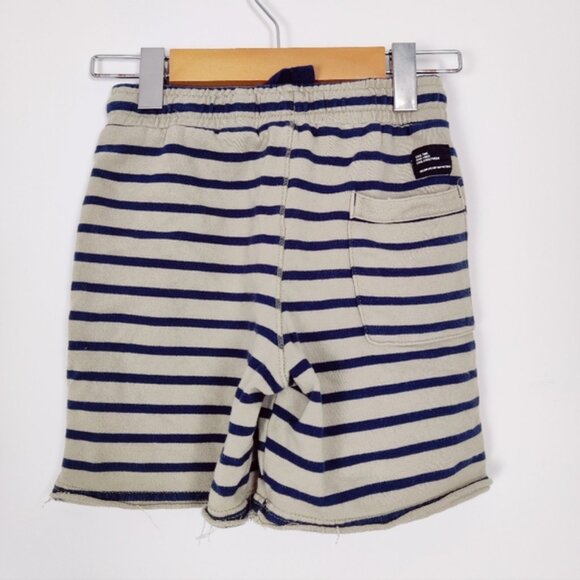Zara Boy's Cotton Terry Striped Shorts in Tan Blue Size 7 Years Old - Picture 2 of 8